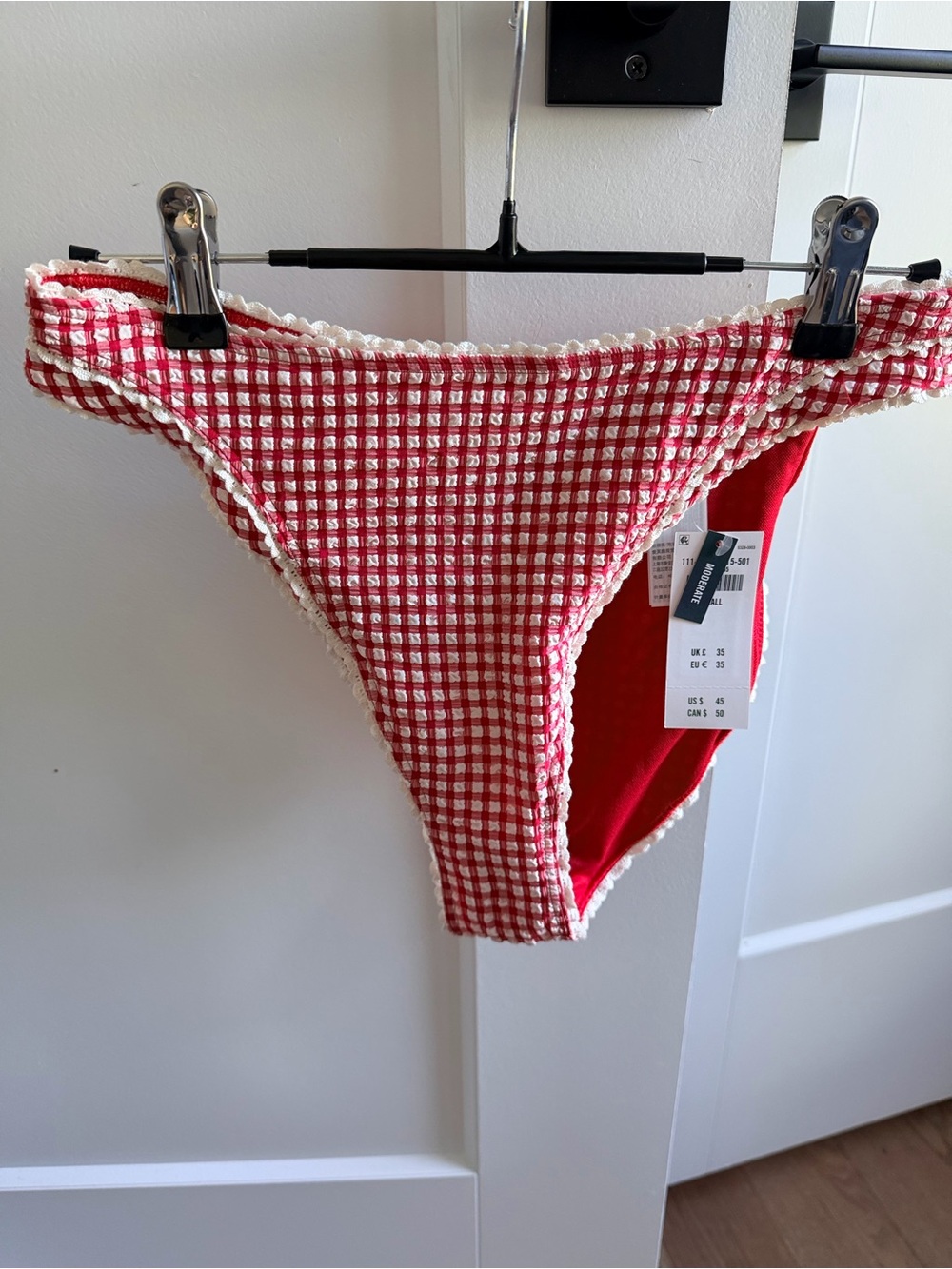 Abercrombie & Fitch Red and White Gingham Bikini Bottom